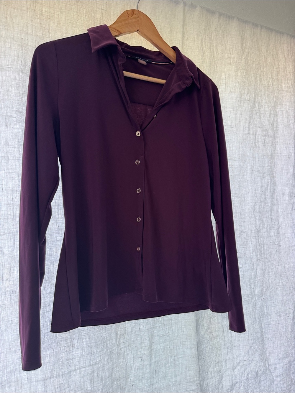Tommy Hilfiger Long-Sleeve Button-Down Shirt - Plum